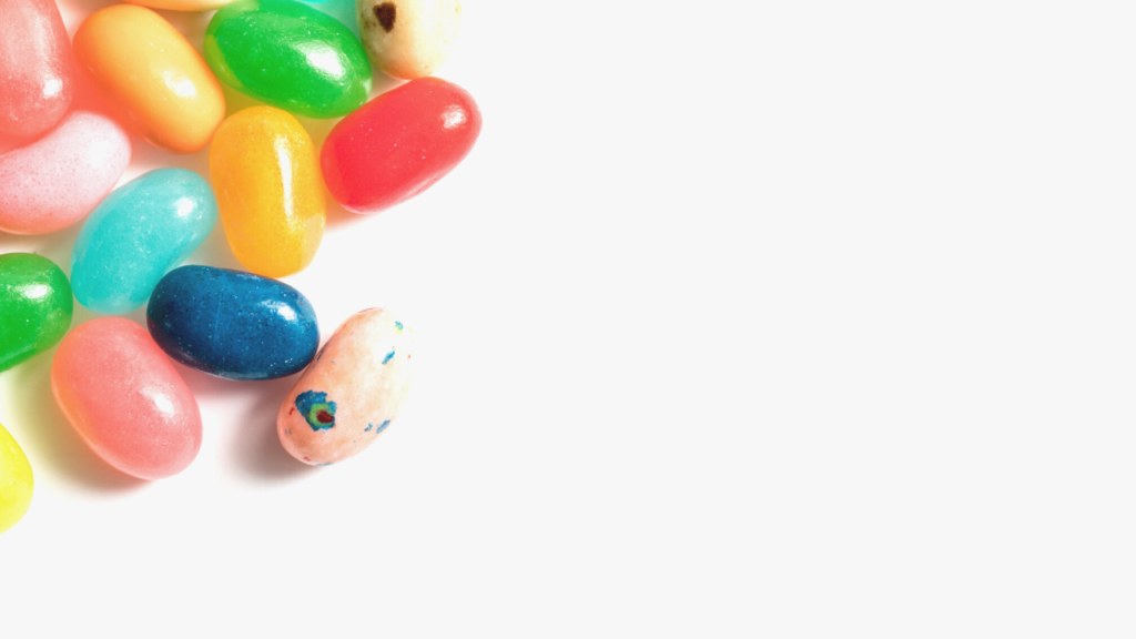 Jelly beans on a white surface