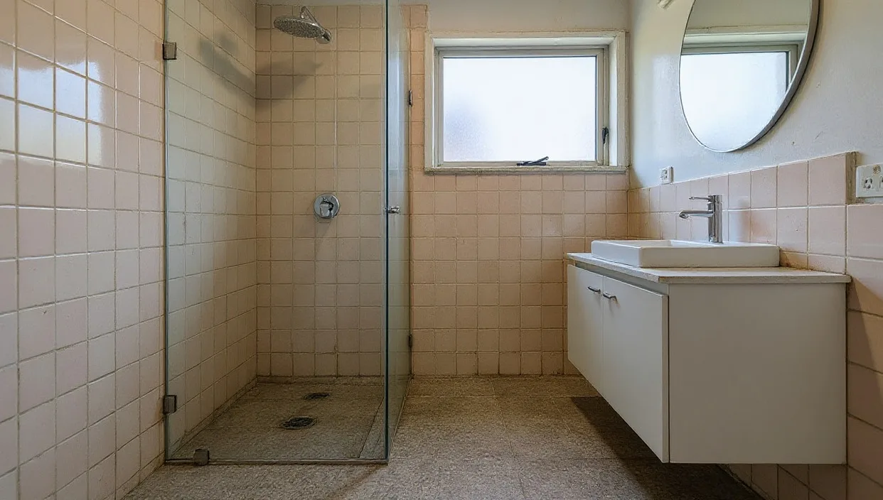 Sample image of the same bathroom before the new tiles