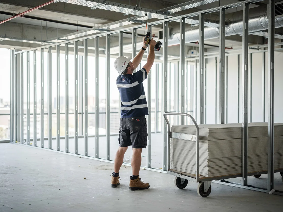 Sample image of a carpenter framing an office partition