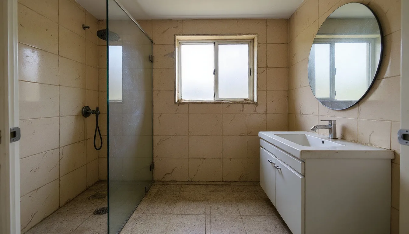 Sample image of the same bathroom before the new tiles
