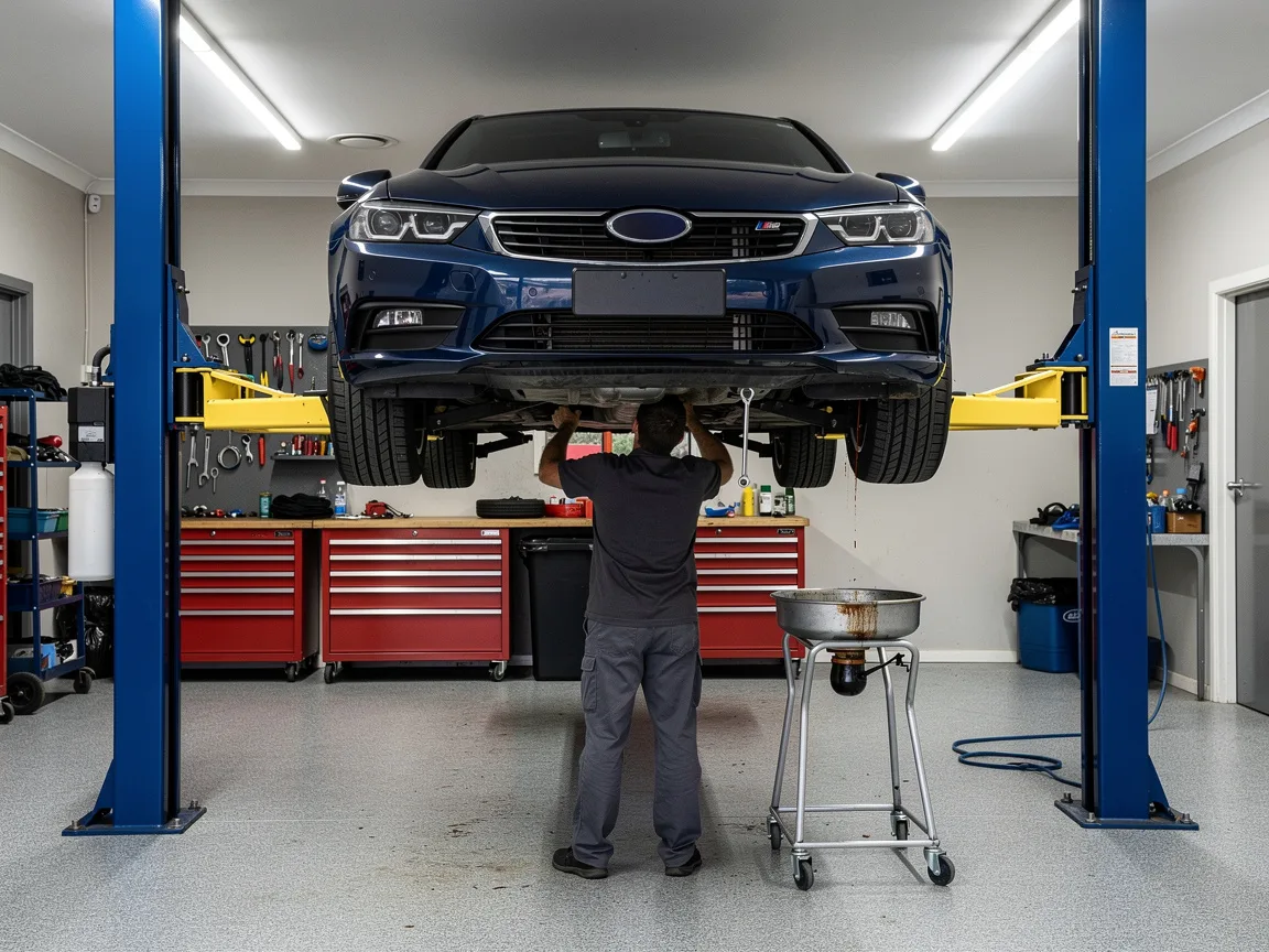 Sample image of a car on a hoist being serviced