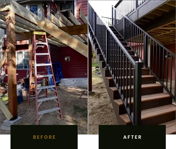 Alfresco deck — before and after