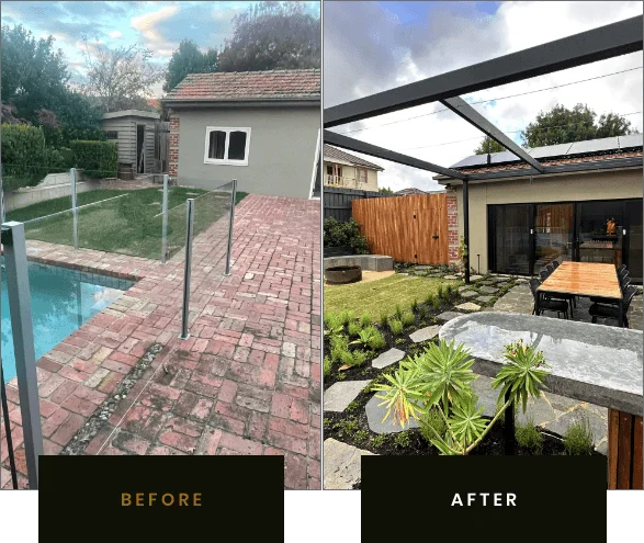 Pool surrounds — before and after