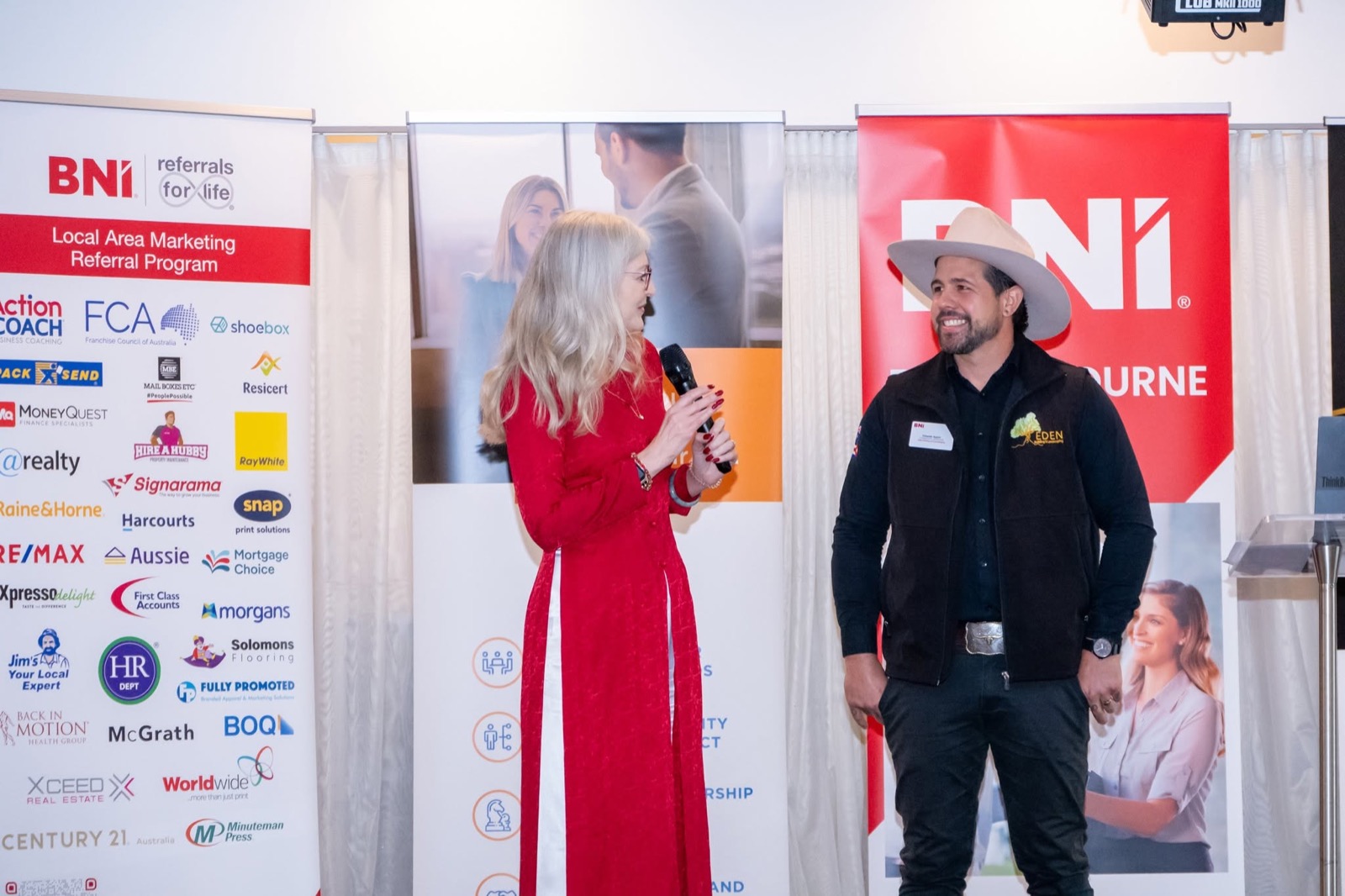 Eduardo being recognised on stage at the BNI Local Area Marketing referral program