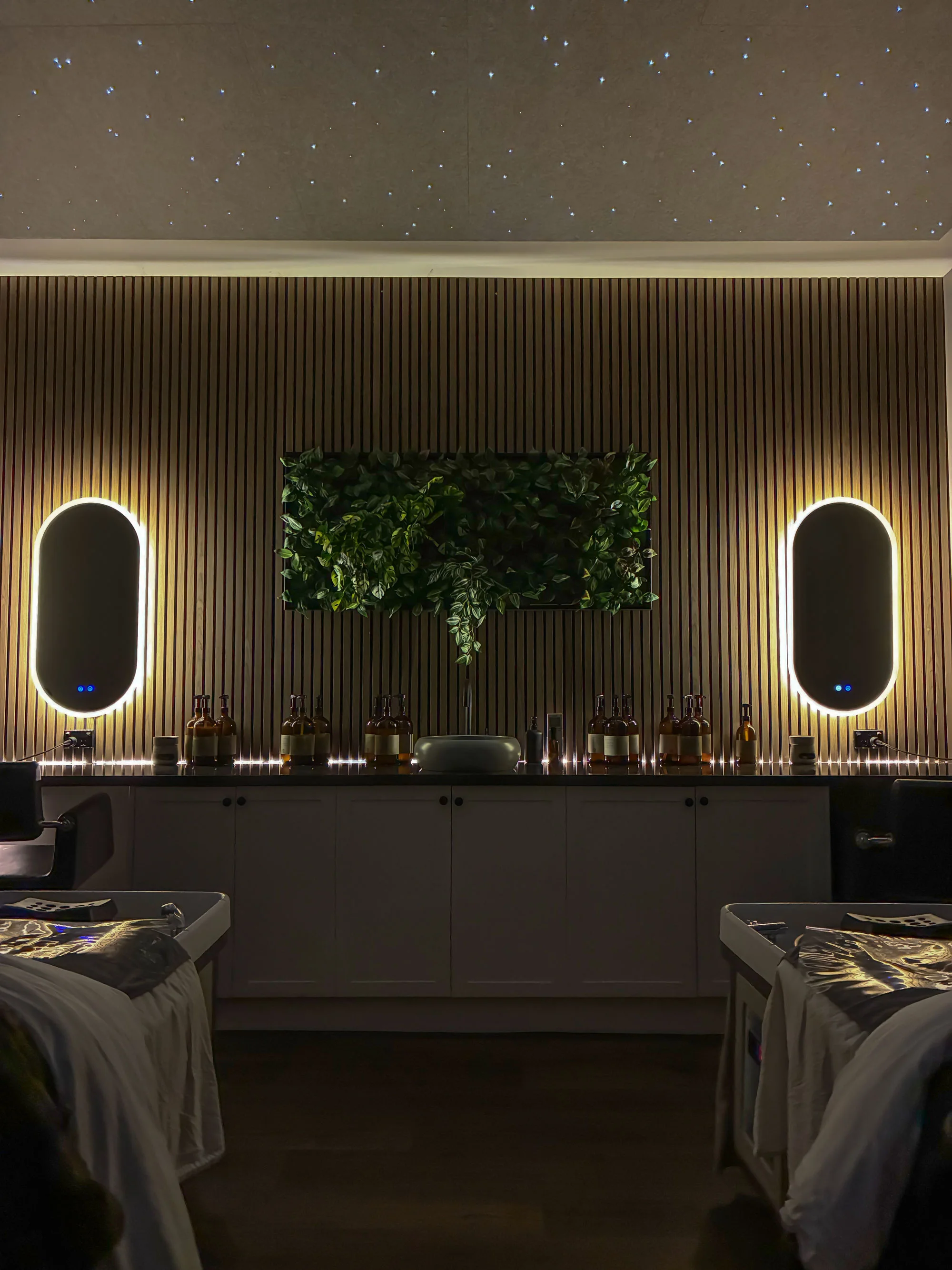 The Soak Haus treatment room with its fibre-optic star ceiling