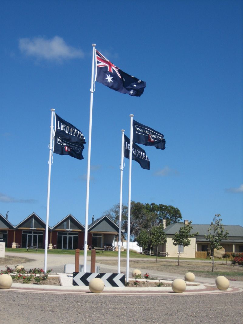 Row of custom printed flags