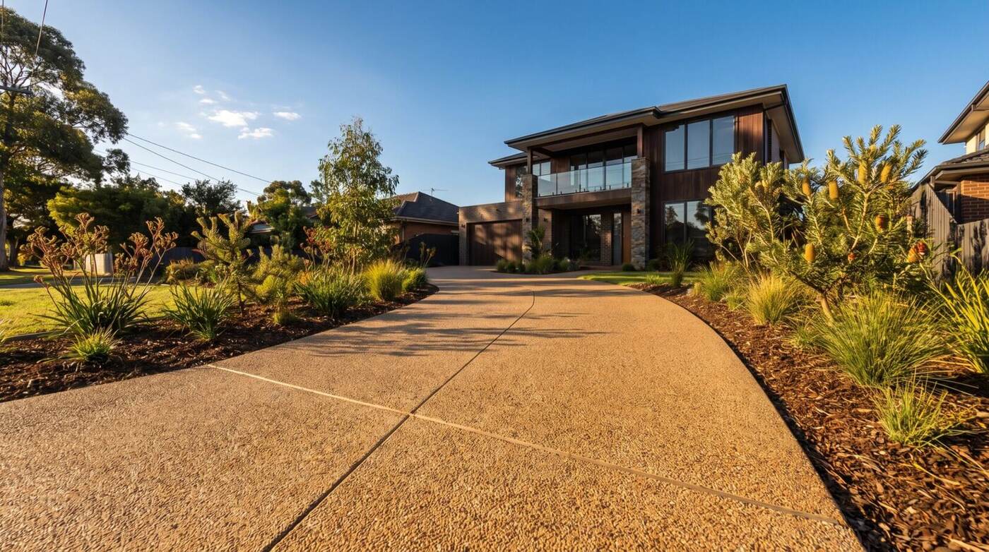 Exposed aggregate driveway by Hammer Excavations