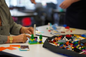 A single LEGO Serious Play model on a table