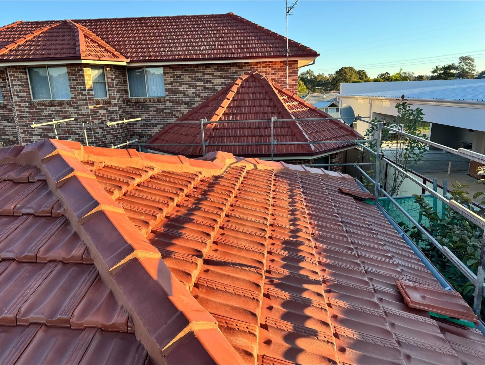 A restored terracotta tile roof on a Melbourne home