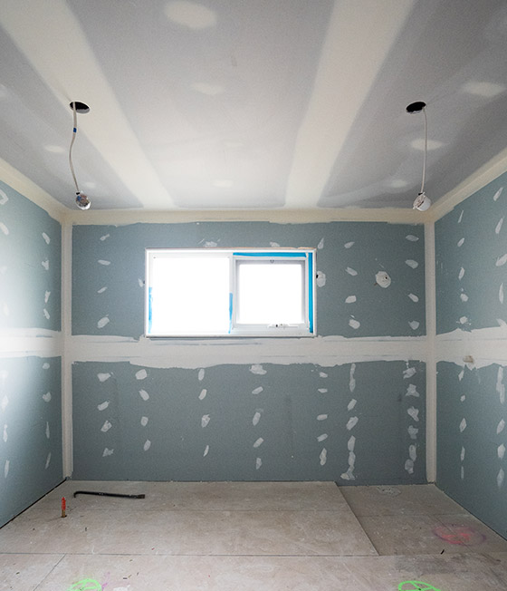 A room prepared for heating and cooling installation