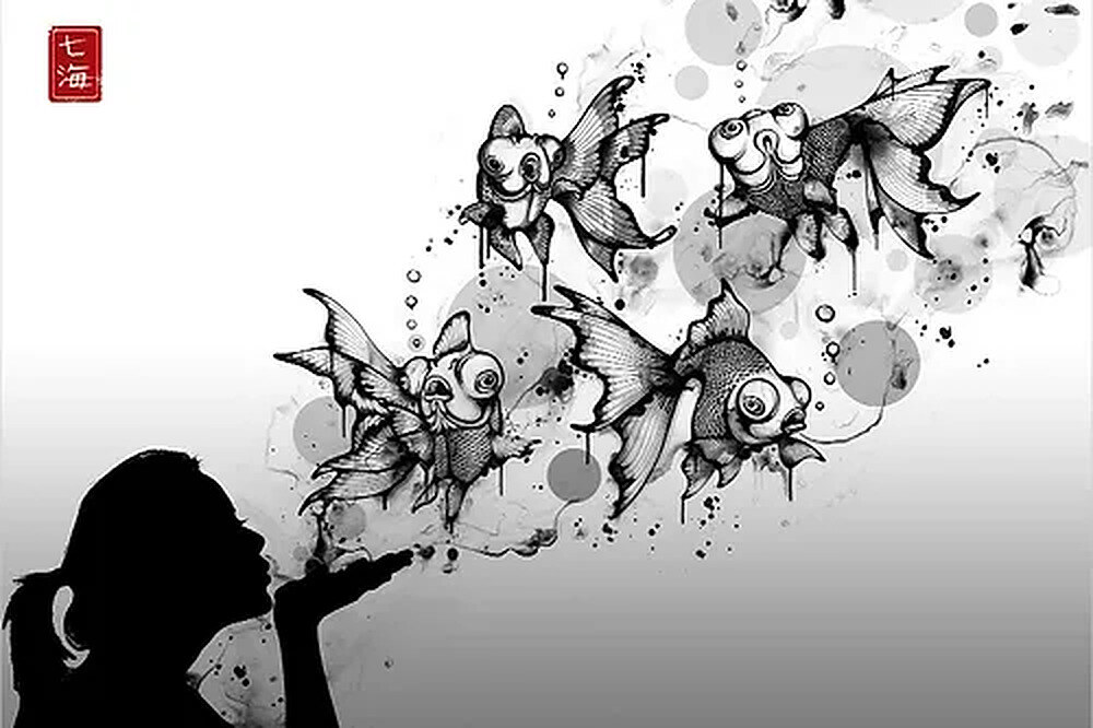 Nanami Cowdroy ink work, framed